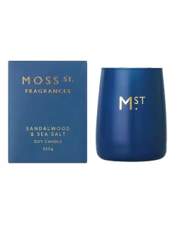 Budget 🧨 Moss St. Fragrances 🩴 Sandalwood & Seasalt Large Soy Candle 320g 🔔