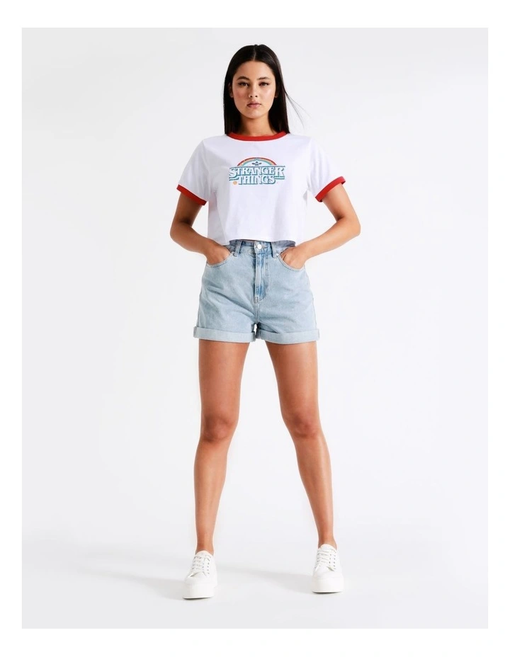 Best Pirce π Miss Shop Stranger Things Retro Cropped Tee In White π― 3 Best Pirce π Miss Shop Stranger Things Retro Cropped Tee In White π―