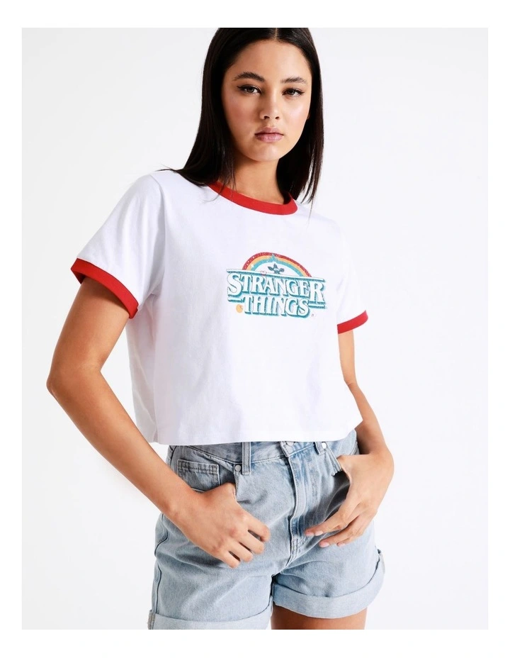 Best Pirce π Miss Shop Stranger Things Retro Cropped Tee In White π― 4 Best Pirce π Miss Shop Stranger Things Retro Cropped Tee In White π― - Image 2