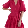 Cheapest 😀 French Connection Frill Linen Tiered 👗 Dress In Fuschia 🔥 -candle shop unnamed file 785