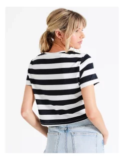 Best Pirce 👍 ONLY May Short Sleeve Knot Stripe Top In Night Sky 🛒 -candle shop unnamed file 799