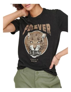 Hot Sale 😍 ONLY Lucy Reg Cheetah Short Sleeve Top In Black ❤️ -candle shop unnamed file 812