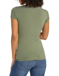 Budget 🔥 Guess Short Sleeve Crew Neck Bryanna Tee In Leaf Green 🎉 -candle shop unnamed file 854
