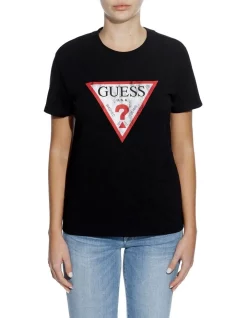 Best deal 🔥 Guess Classic Logo Crew Neck Tee Black ⌛