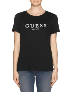 Promo 𧨠Guess 1981 Rolled Cuff Tee Black π
