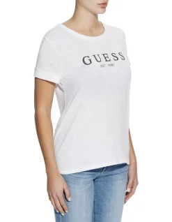 Budget ✔️ Guess 1981 Rolled Cuff Tee White 🎉 -candle shop unnamed file 909