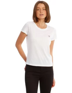 Budget β¨ Guess Logo Baby Tee White π