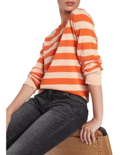 New 🎉 David Lawrence Zhera Striped Knit Papaya Multi 🧨 -candle shop unnamed file 939