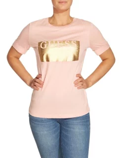 Promo ⭐ Guess Jone Short Sleeve Crew Neck Tee Pink 😍