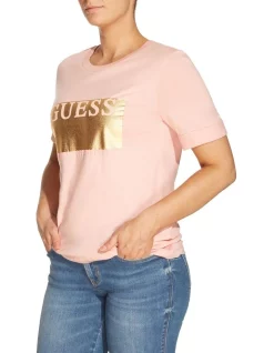 Promo ⭐ Guess Jone Short Sleeve Crew Neck Tee Pink 😍 -candle shop unnamed file 958