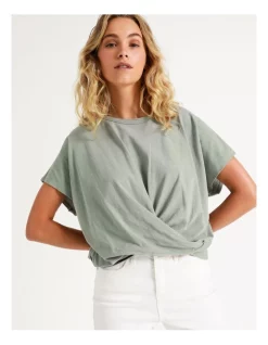 Buy π₯° Tokito Organic Cotton Twist Front Tee In Iceberg Green π