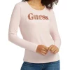 Cheapest 🔔 Guess Long Sleeve Crew Neck Astrelle Tee Ballet Pink 🎁