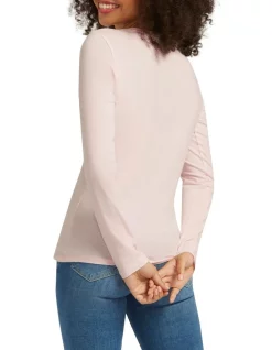 Cheapest 🔔 Guess Long Sleeve Crew Neck Astrelle Tee Ballet Pink 🎁 -candle shop unnamed file 971