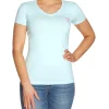 Deals 🛒 Guess Short Sleeve V Neck Mini Triangle Tee Light Blue 👏 -candle shop unnamed file 973